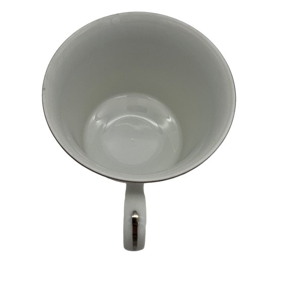 Fine China of Japan Huntington Footed Cup & Saucer White Flowers Platinum Trim - Picture 5 of 8